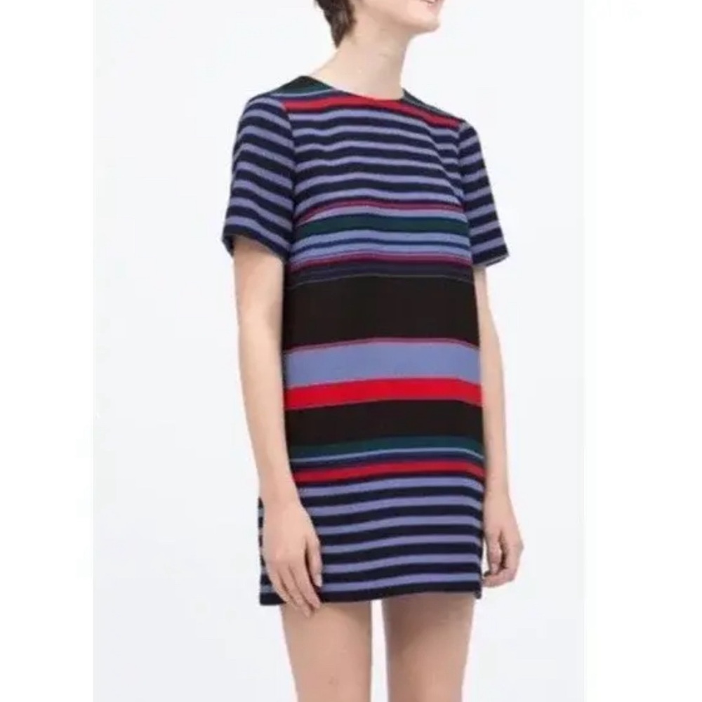 Zara Striped Mini Shift Dress Size Small